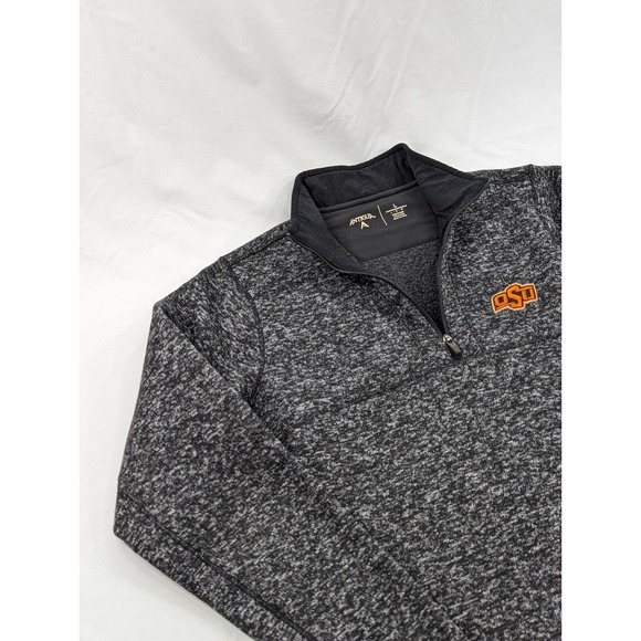 Antigua Quarter Zip Oklahoma State Sideline Pullover (Mens L) Gray Static Heavy - Picture 2 of 7